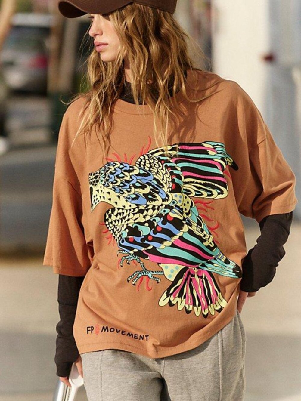 FP Movement VIRALWomen's Elliot Snowman Rust Graphic Bird Tee - Multicolor Print